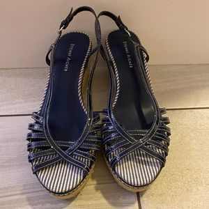 Etienne Aigner navy wedge sandles size 7.5 M